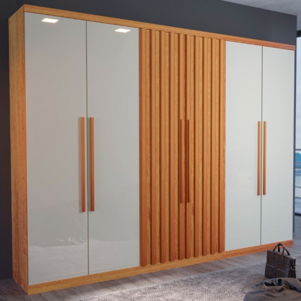 Guarda-Roupa Citrino 6 Portas 6 Gavetas - Nature/Off White