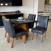 *Mesa Marmorizada 090x090 + 4 cadeiras - TEXAS Marmore Preto