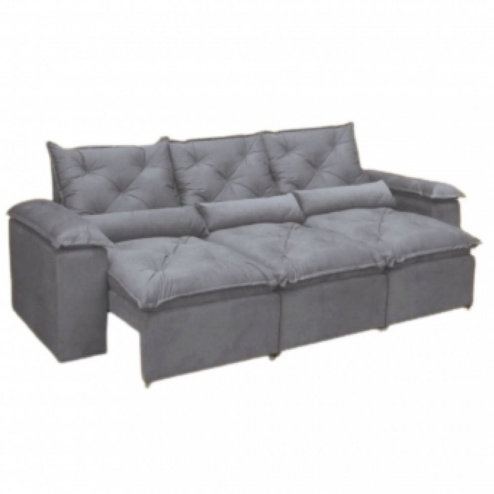 Sofá Rétratil e Reclinável Atenas - Cinza - 270cm