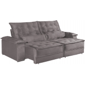 Sofá Retrátil e Reclinável Coral - Veludo marrom - 250cm