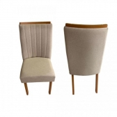 *Mesa com painel ripado Colonia C/Espelho + 4 Cadeiras - Cadeira coimbra Bege