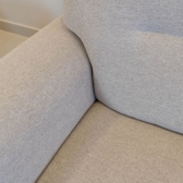 Sofá 2 Lugares Lombardia - Couro marrom com linho cinza