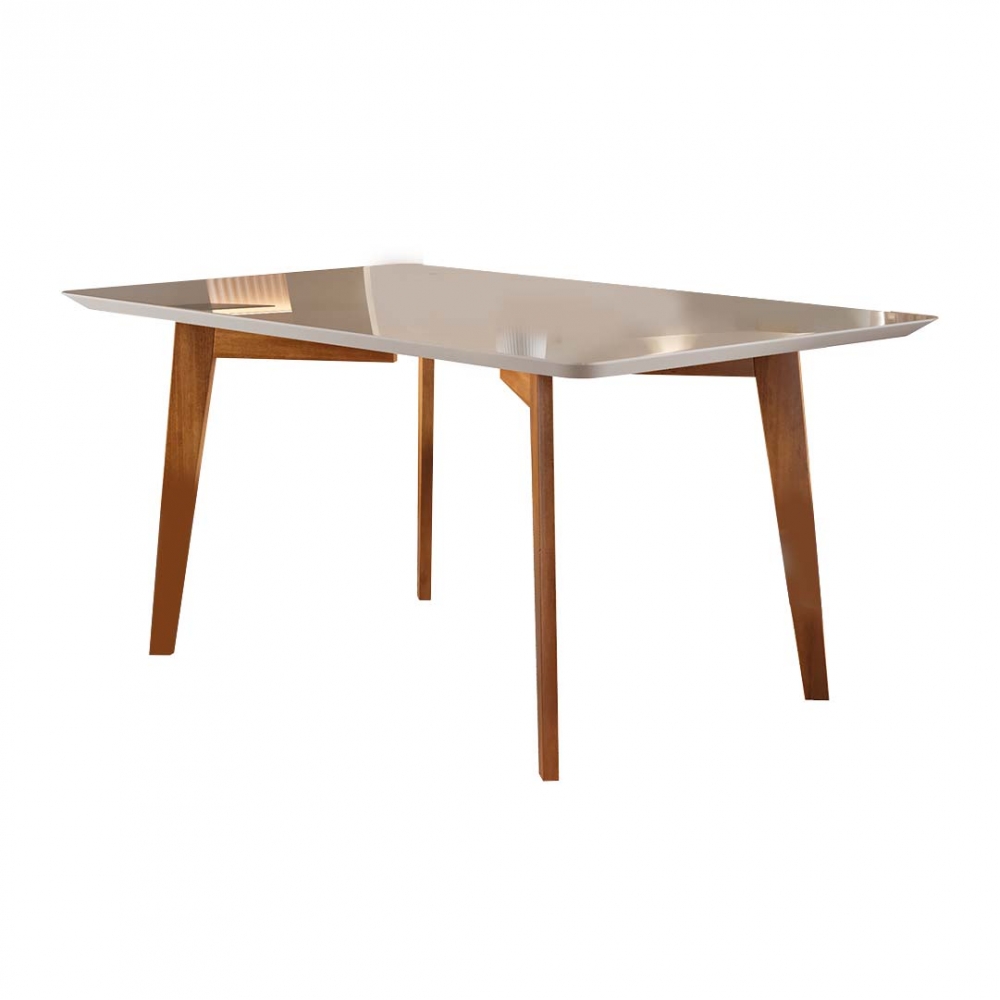 Mesa de Jantar Beatriz - Off White/ Imbuia Mel