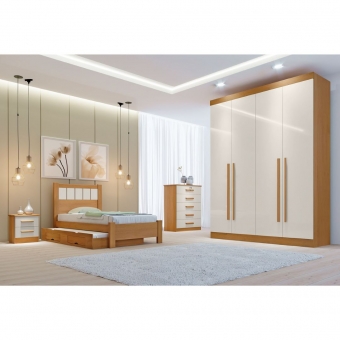 Guarda-roupa 4 portas 3 gavetas Detroit