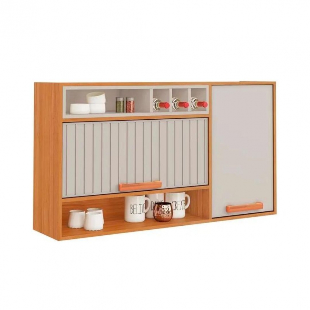 Armário Aéreo de Cozinha Jupiter - Cinamomo/Off White