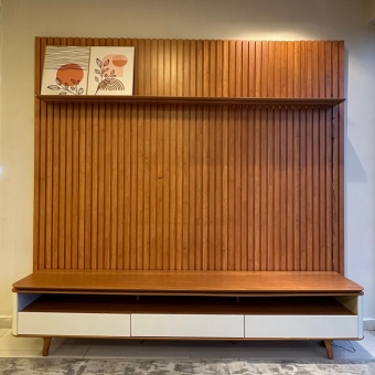 Conjunto painel Ripado Trevo + Rack Begonia 3G