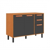 Balcão de Cozinha 3 Portas 2 Gavetas Júpiter - Cinamomo/ Grafite