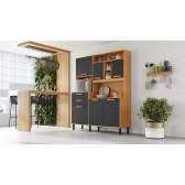 Kit Cozinha 6 Portas 2 Gavetas Júpiter - Cinamomo/Grafite