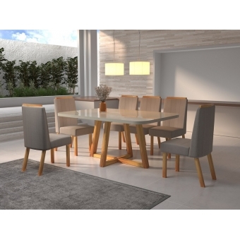 *Mesa Coimbra160x080 + 6 cadeiras Coimbra Tec3024