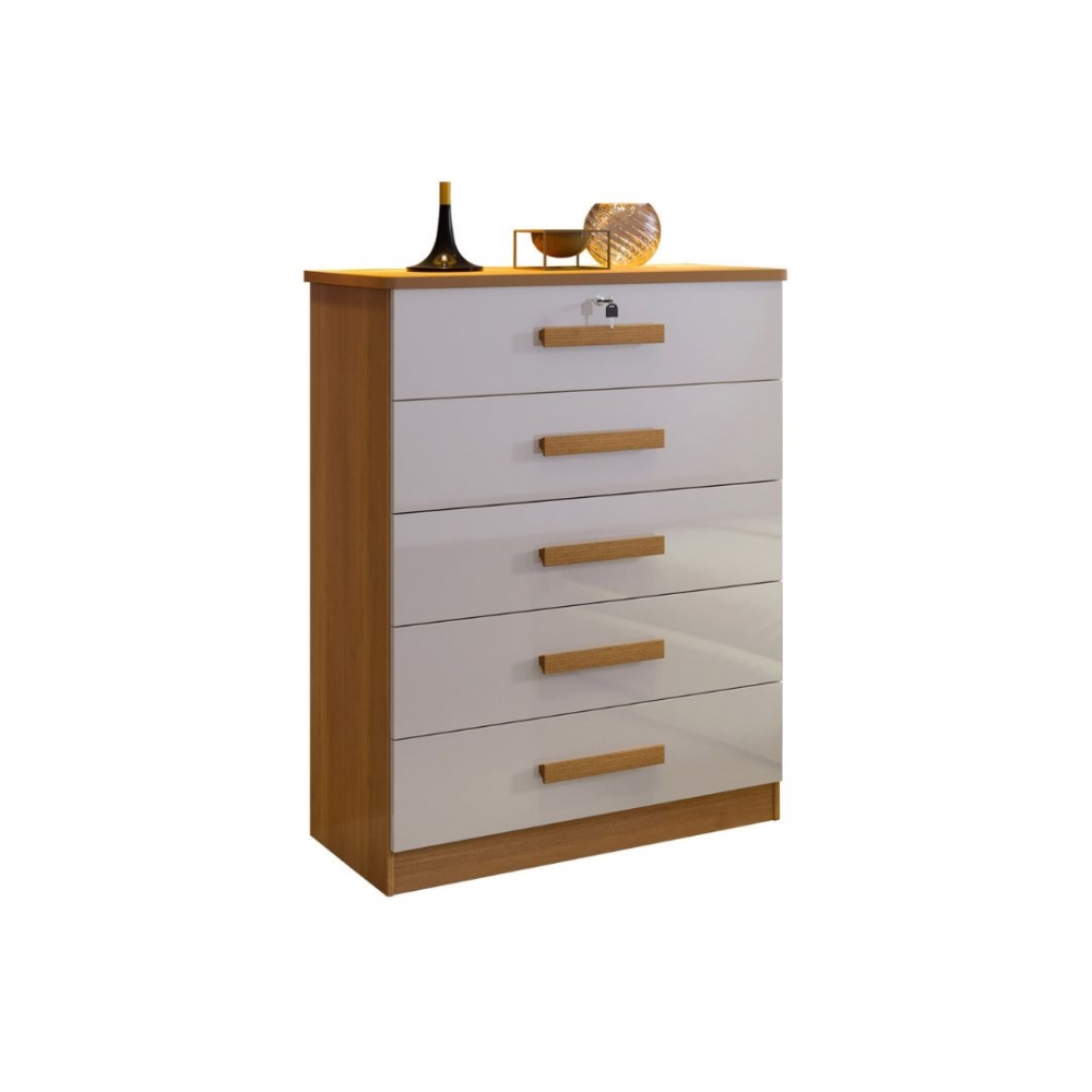 Cômoda com 5 Gavetas Tulsa - Cinamom/ Off White