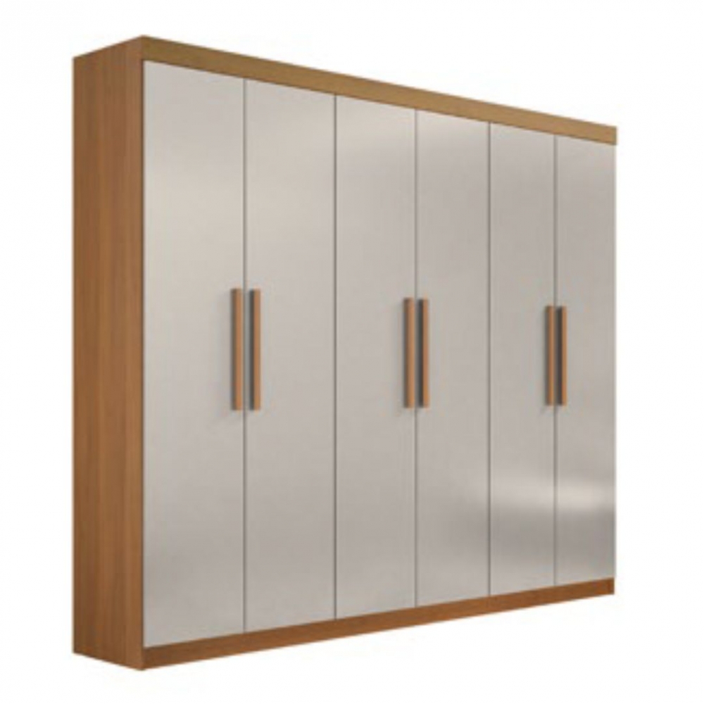 Guarda-Roupa. 6 Portas 6 Gavetas Memphis - Cinamomo/ Off White