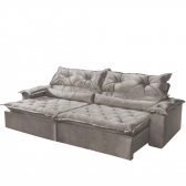 Sofá Retrátil/Reclinável Ambar - Veludo Cinza - 200cm