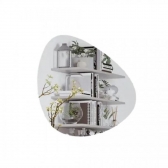 *Mesa com painel ripado Colonia C/Espelho + 4 Cadeiras - Cadeira porto Marrom Acinzentado