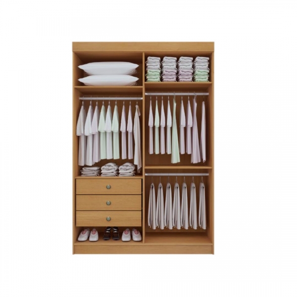 Guarda-roupa 4 Portas 3 Gavetas Memphis - Cinamomo/Off White