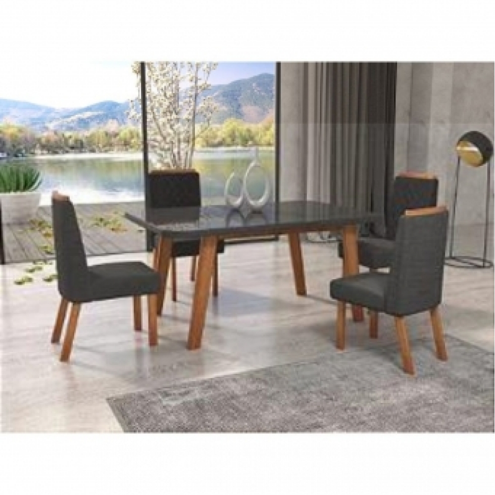 *Mesa Arizona 130x090 + 4 Cadeiras Tec-3010 - Grafite