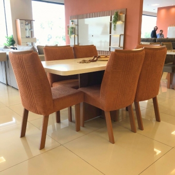 *Mesa Marmorizada 180x090 + 6 cadeiras