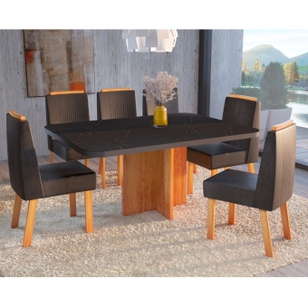 *Mesa Marmorizada 180x090 + 6 cadeiras