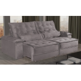 Sofá Retrátil e Reclinável Coral - Veludo marrom - 250cm