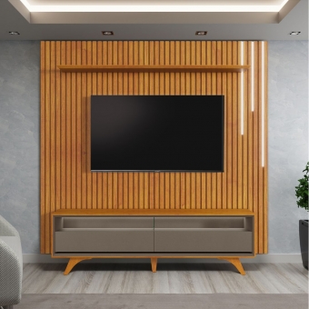 Conjunto painel ripado lyon 2.50 + Rack Viana