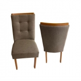 *Mesa com painel ripado Colonia C/Espelho + 4 Cadeiras - Cadeira porto Marrom Acinzentado
