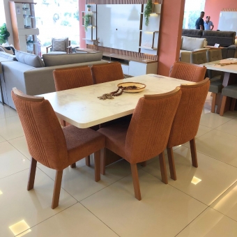 *Mesa Marmorizada 180x090 + 6 cadeiras