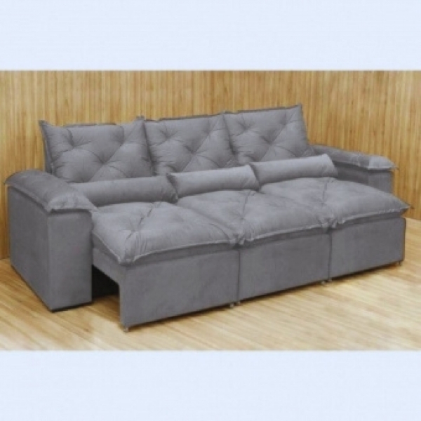 Sofá Rétratil e Reclinável Atenas - Cinza - 270cm