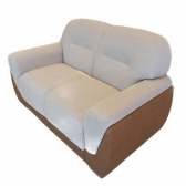 Sofá 2 Lugares Lombardia - Couro marrom com linho cinza