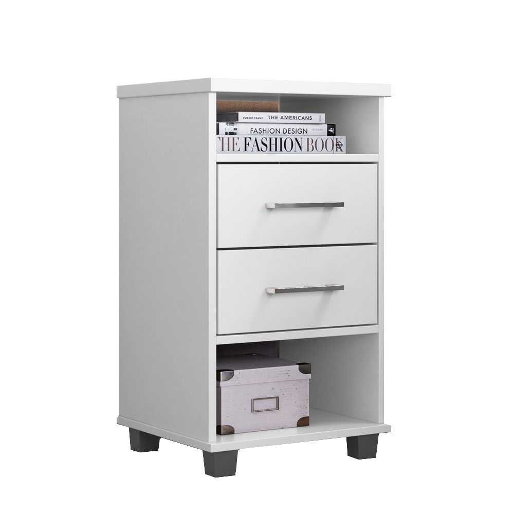 Mesa de cabeceira Valente 2 gavetas - Branco