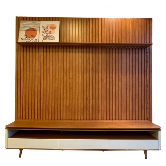 Conjunto painel Ripado Trevo + Rack Begonia 3G