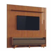 Conjunto painel ripado lyon 2.50 + Rack Viana - Naturale/ Platinum