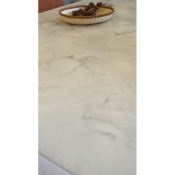 *Mesa Marmorizada 180x090 + 6 cadeiras - DALLAS Marmore Off White