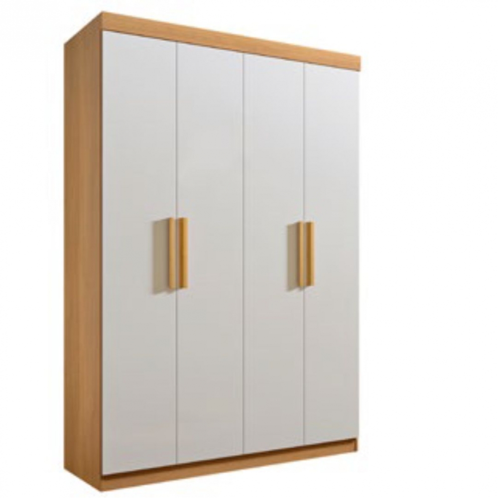 Guarda-roupa 4 Portas 3 Gavetas Memphis - Cinamomo/Off White