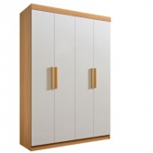 Guarda-roupa 4 Portas 3 Gavetas Memphis - Cinamomo/Off White