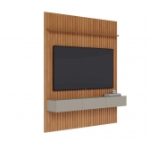 Home ripado com nicho e prateleira com led Trevo - Nature/Gianduia