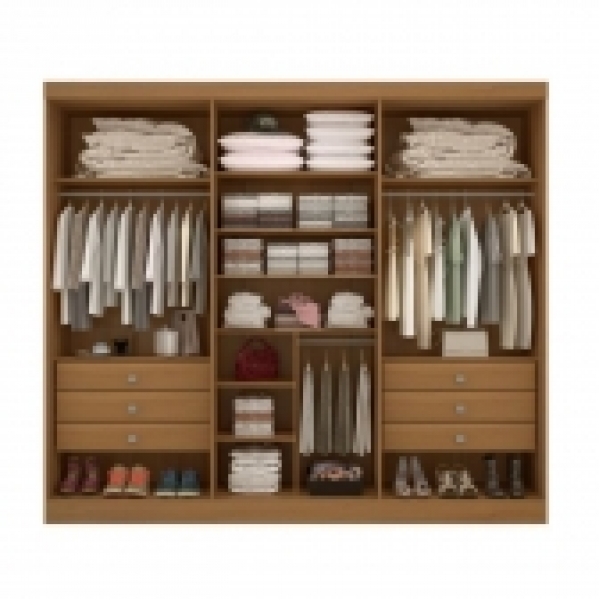Guarda-roupa Ripado 6 portas 6 gavetas Detroit - Cinamomo