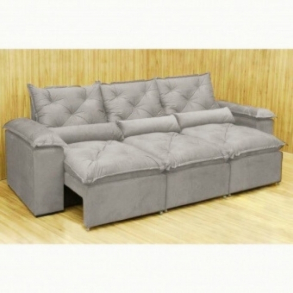 Sofá Rétratil e Reclinável Atenas - Prata - 270cm