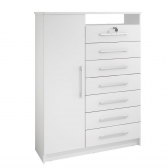 Cômoda 1 Porta 7 Gavetas Kansas - Branco