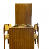 *Mesa com painel ripado Colonia S/Espelho + 4 Cadeiras - Cadeira Armani tela